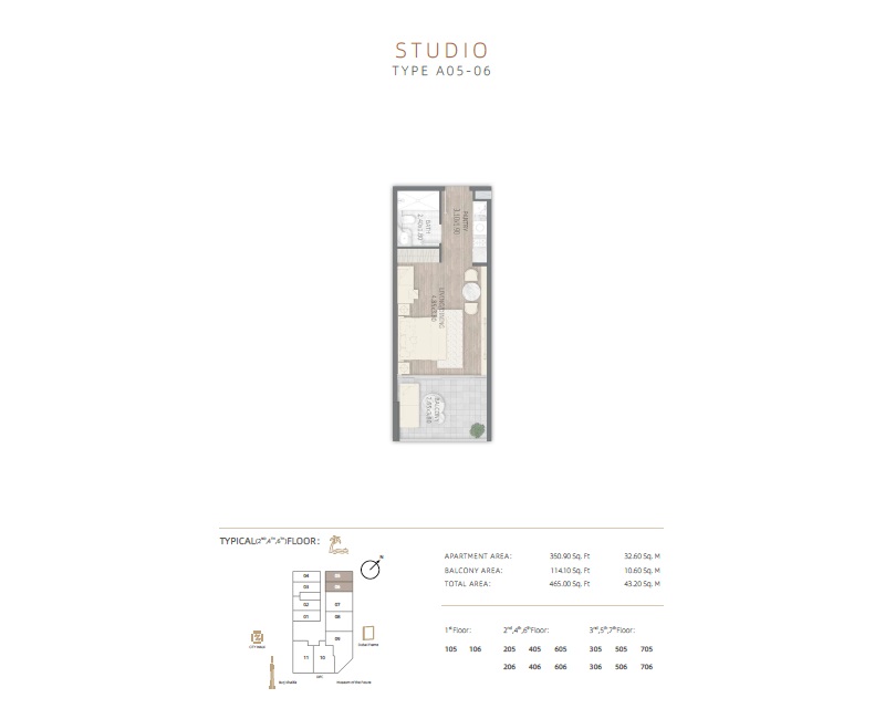 465 Sq. Ft. Studio in Stamn One Residences