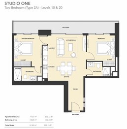 2 Beds 997 Sq. Ft. Apartment in Studio One Apartments