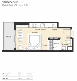 360 Sq. Ft. Studio in Studio One Apartments