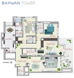 3 Beds 2174 Sq. Ft. Apartment in Suhail Bahwan Tower