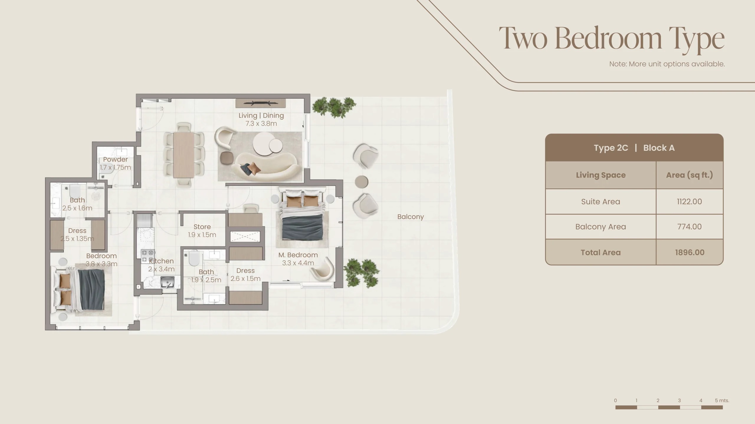 2 Beds 1896 Sq. Ft. Apartment in Sunrise Bellagio