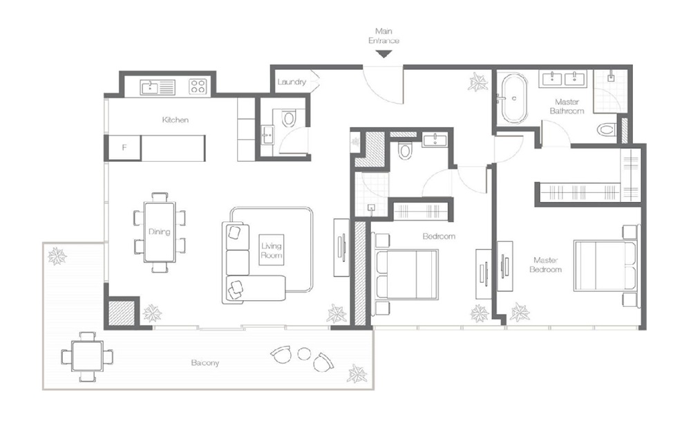 2 Beds 1445 Sq. Ft. Apartment in Sweid Banyan Tree Residences