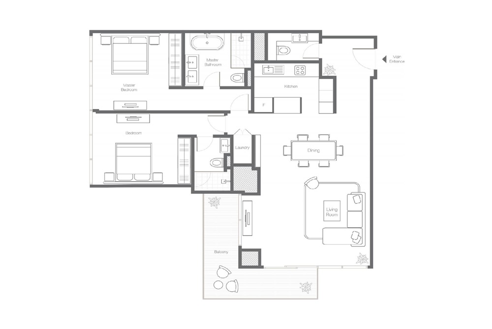 2 Beds 1458 Sq. Ft. Apartment in Sweid Banyan Tree Residences