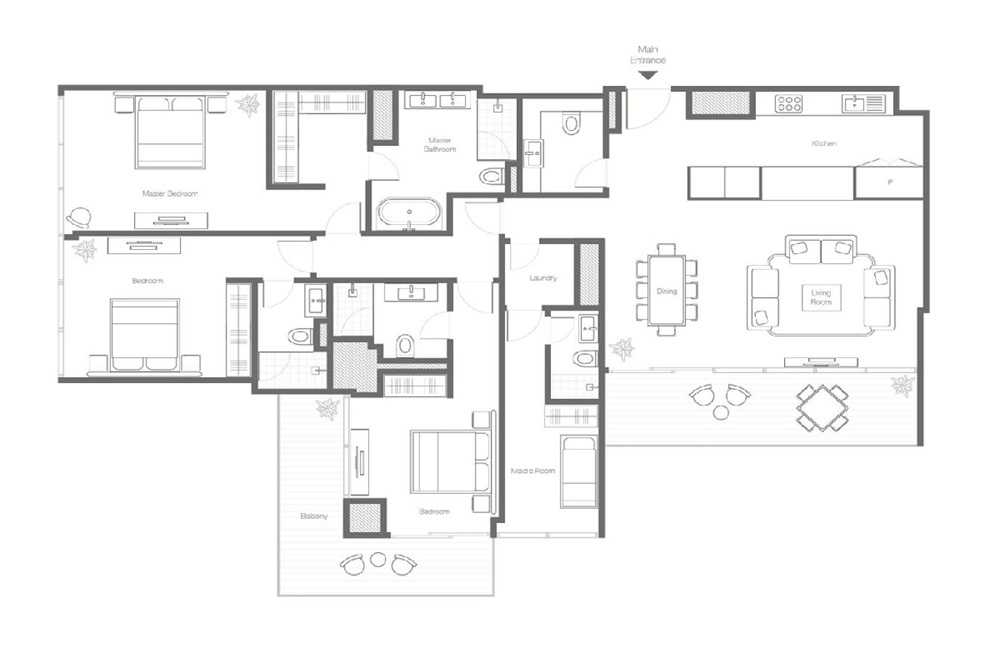 3 Beds 2202 Sq. Ft. Apartment in Sweid Banyan Tree Residences