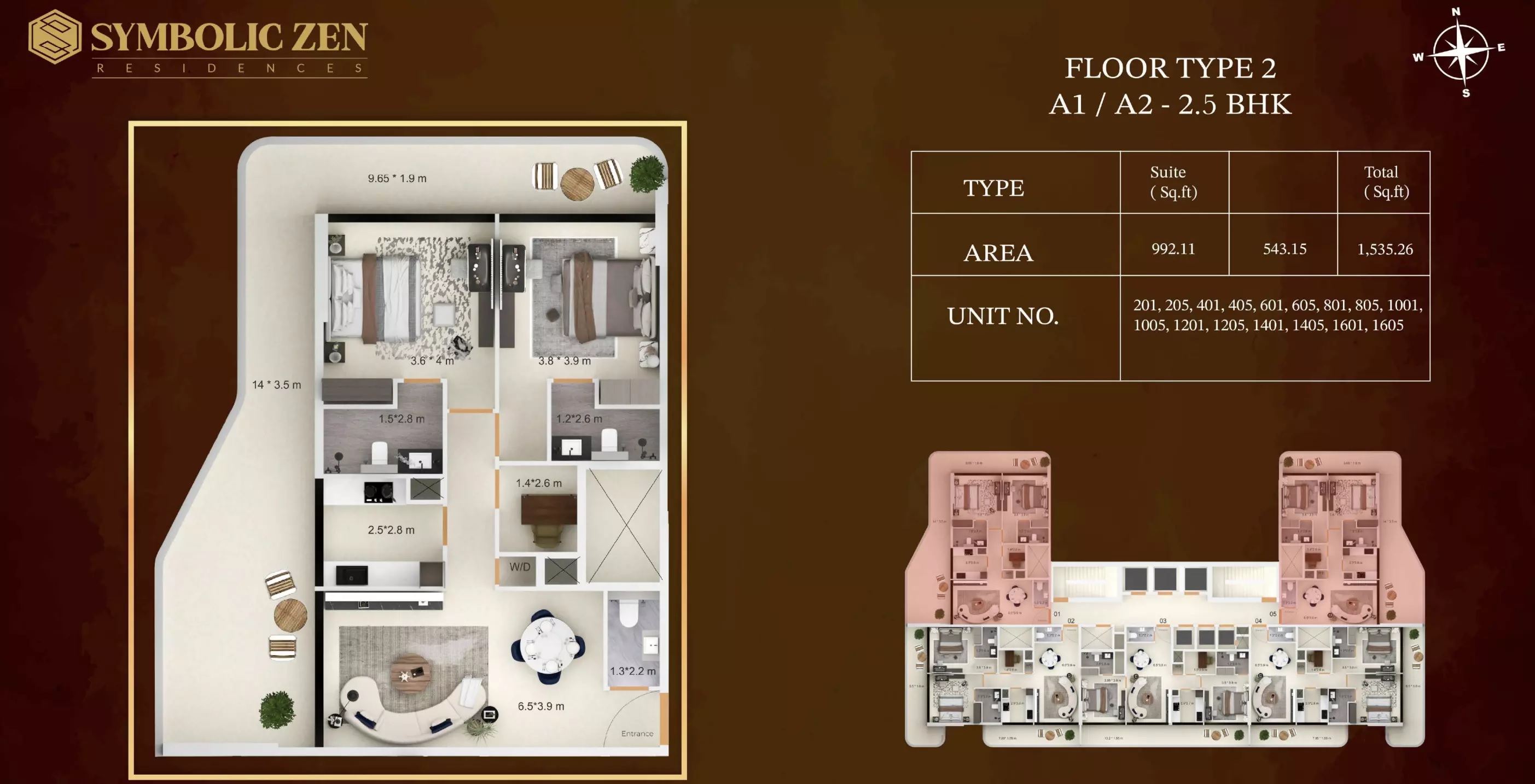 Symbolic Zen Residences 3 Beds Layout