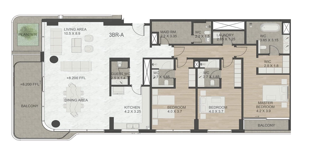 3 Beds 2365 Sq. Ft. Apartment in Taraf Luce Apartments