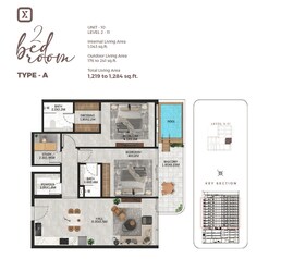 2 Beds 1232 Sq. Ft. Apartment in Tasmeer SquareX Residence