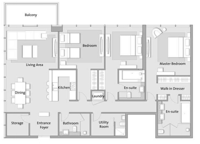 The 8 By IFA Hotels And Resorts 3 Beds Layout