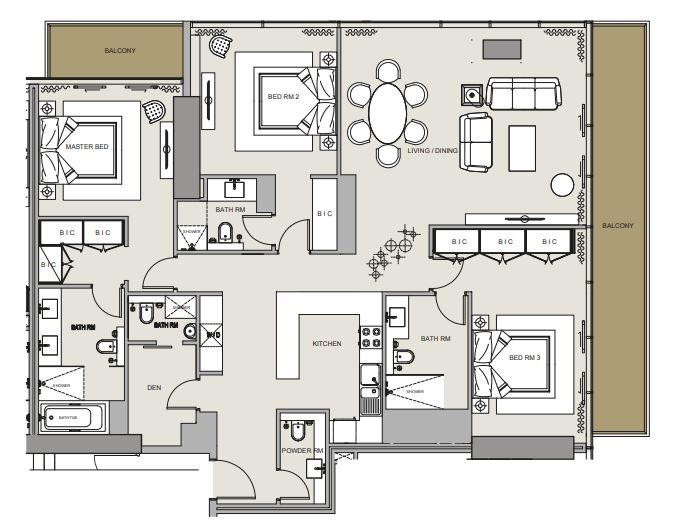 The Residences at Marina Gate 1 3 Beds Layout