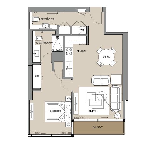 The Residences at Marina Gate 2 1 Bed Layout