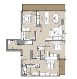 3 Beds 1814 Sq. Ft. Apartment in The Residences at Marina Gate 2