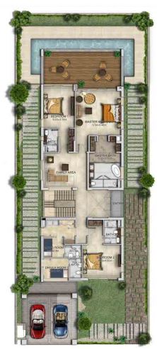 The Turf Villas at Damac Hills 4 Beds Layout