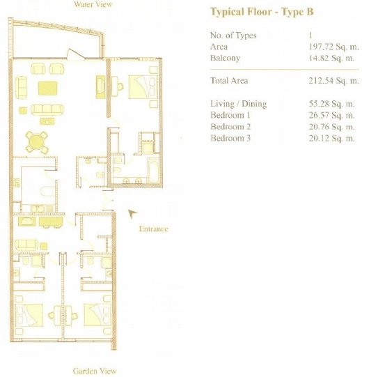 3 Beds 2282 Sq. Ft. Apartment in Tiara Amber Residences