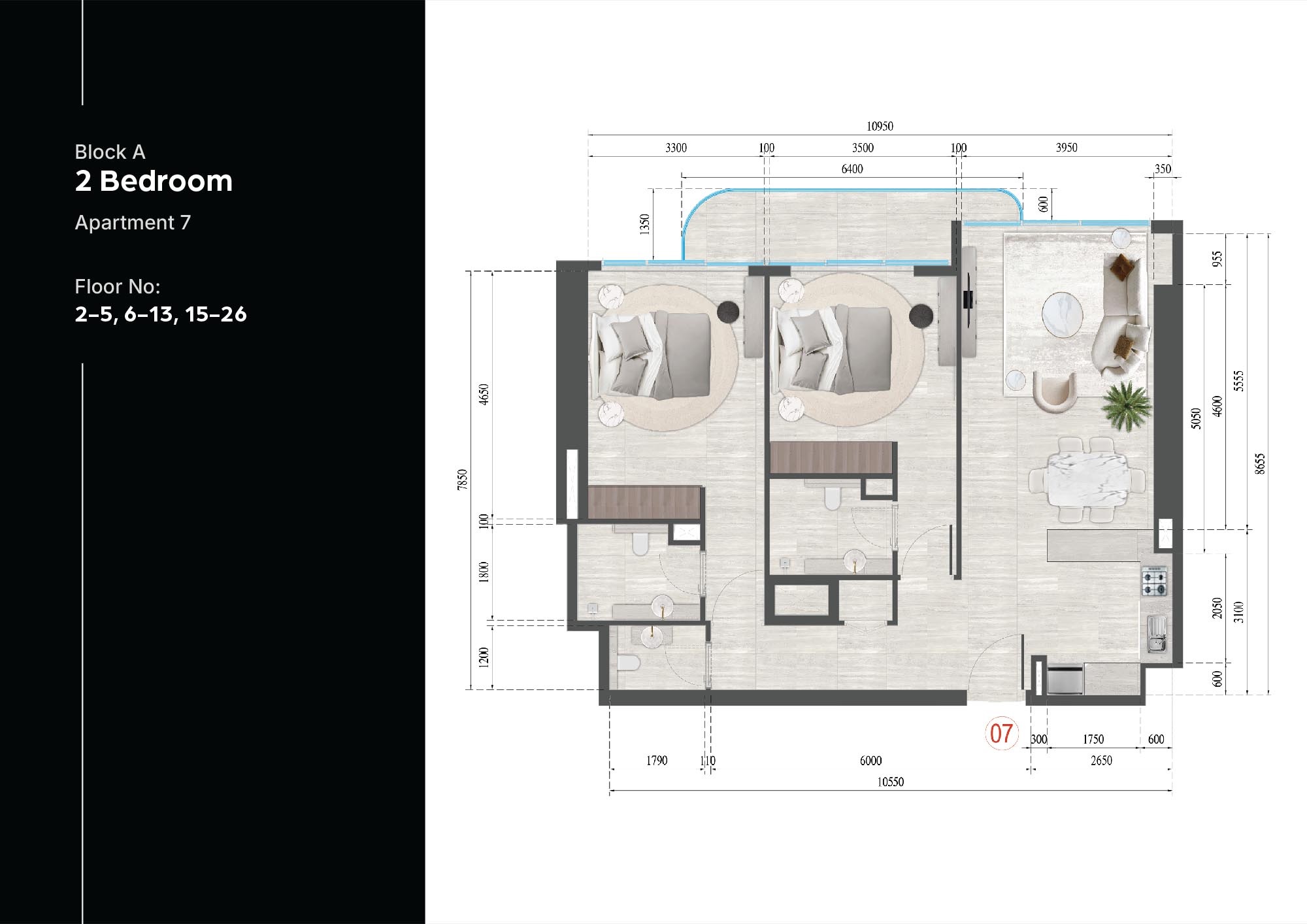 Tiger Guzel Towers 2 Beds Layout