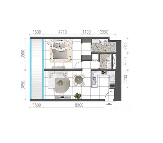 1 Bed 938 Sq. Ft. Apartment in Tiger Jade Tower