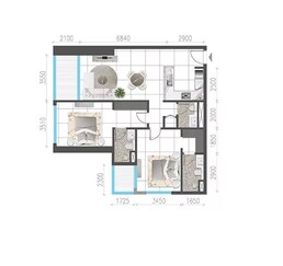 2 Beds 1262 Sq. Ft. Apartment in Tiger Jade Tower