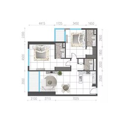 2 Beds 1318 Sq. Ft. Apartment in Tiger Jade Tower