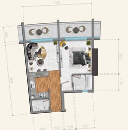 1 Bed 648 Sq. Ft. Apartment in Tiger V Tower