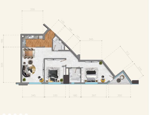 Tiger V Tower 2 Beds Layout