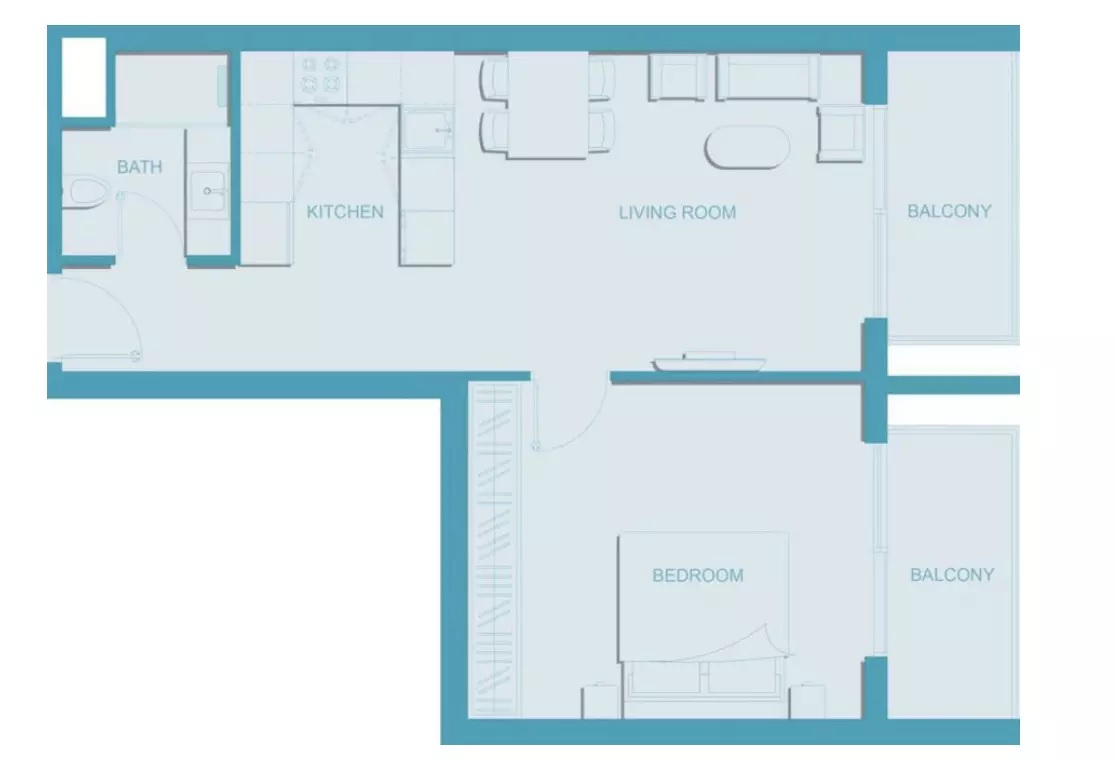 TownX 11 Hills Park 1 Bed Layout