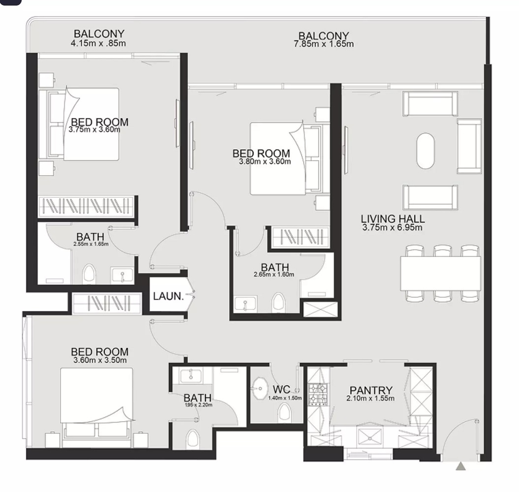 TownX Ashley Hills 3 Beds Layout