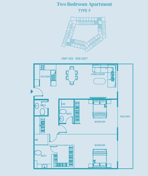 TownX Luma 22 Apartments 2 Beds Layout