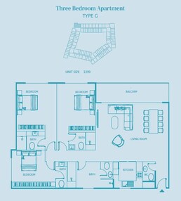 3 Beds 1399 Sq. Ft. Apartment in TownX Luma 22 Apartments
