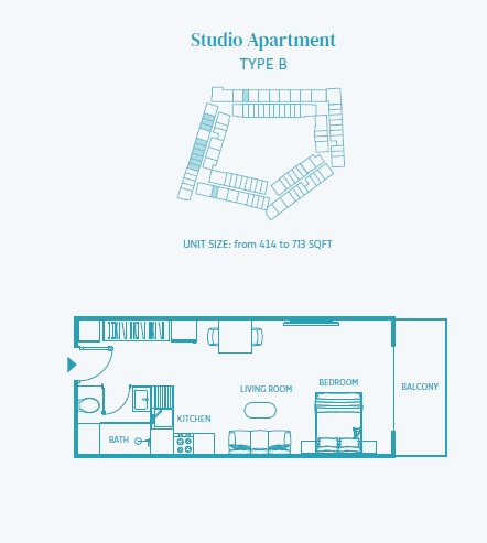 TownX Luma 22 Apartments Studio Layout