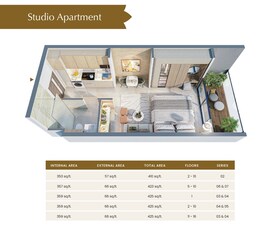 425 Sq. Ft. Studio in Tranquil Blossom 76