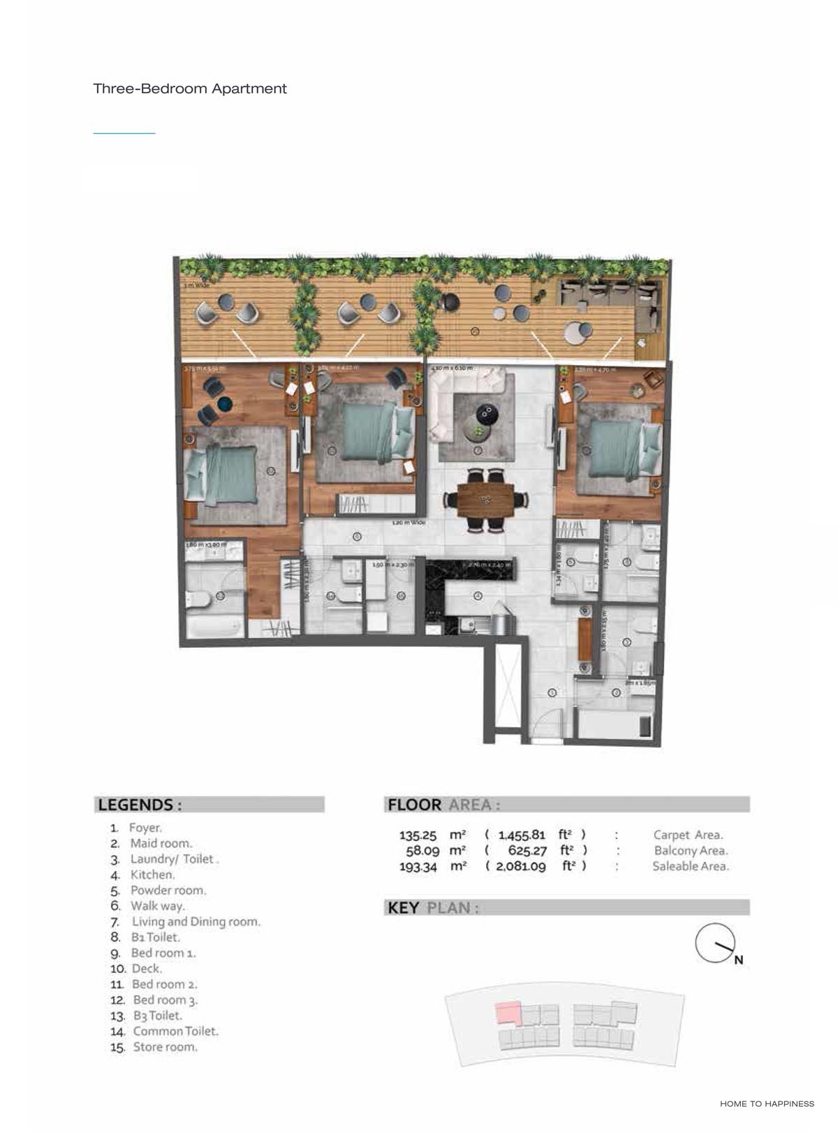 Transcend Anchorage Residences 3 Beds Layout