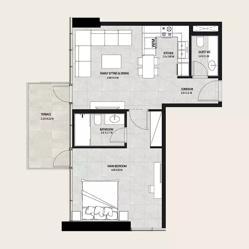 1 Bed 645 Sq. Ft. Apartment in True Future Residence
