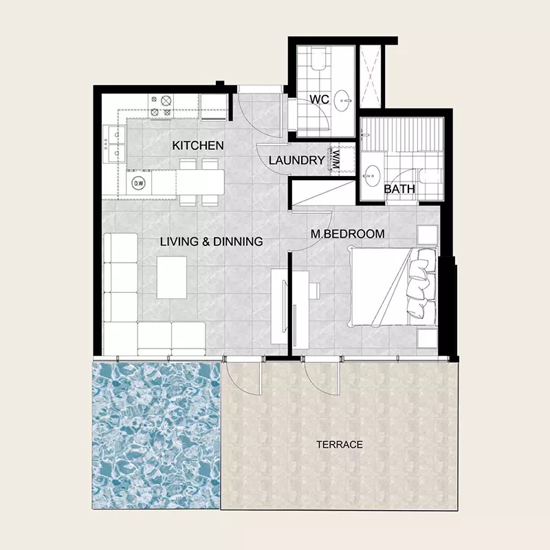 1 Bed 902 Sq. Ft. Apartment in True Future Residence