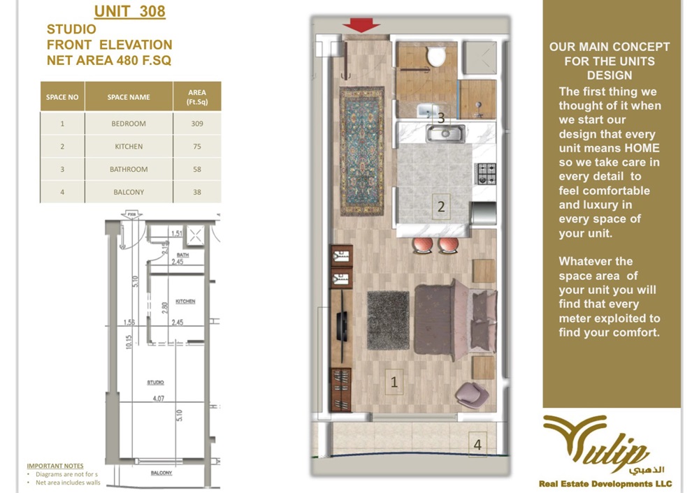 Tulip The Maiden Residence Studio Layout