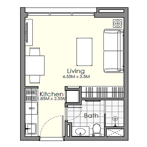 UNA Apartments Studio Layout