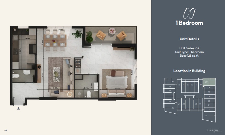 Uniestate Supreme Residence 1 Bed Layout