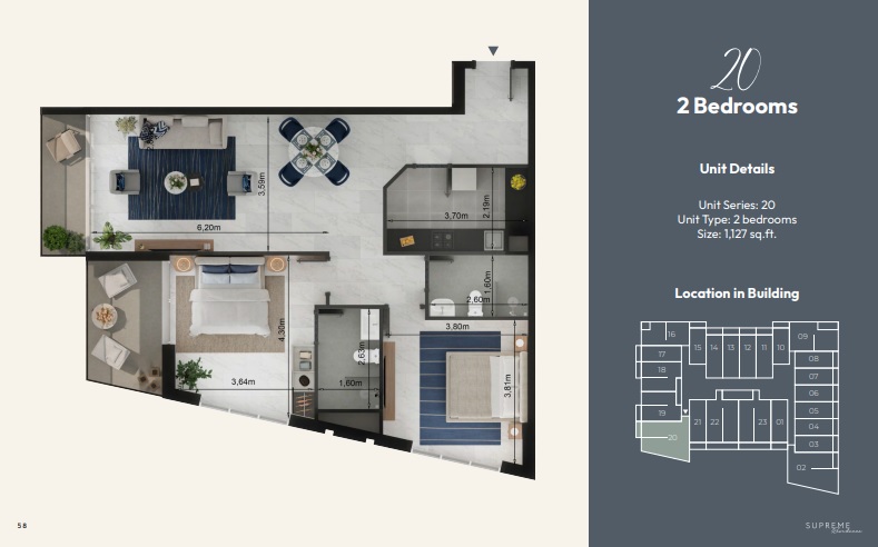 Uniestate Supreme Residence 2 Beds Layout