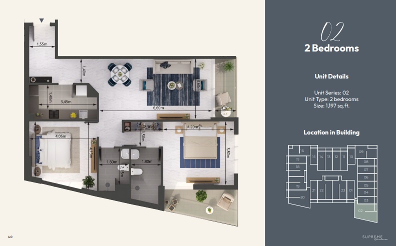 Uniestate Supreme Residence 2 Beds Layout