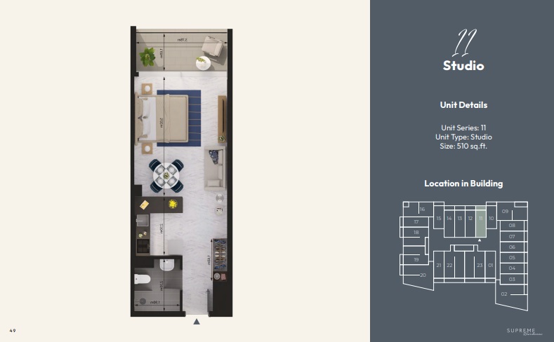 Uniestate Supreme Residence Studio Layout
