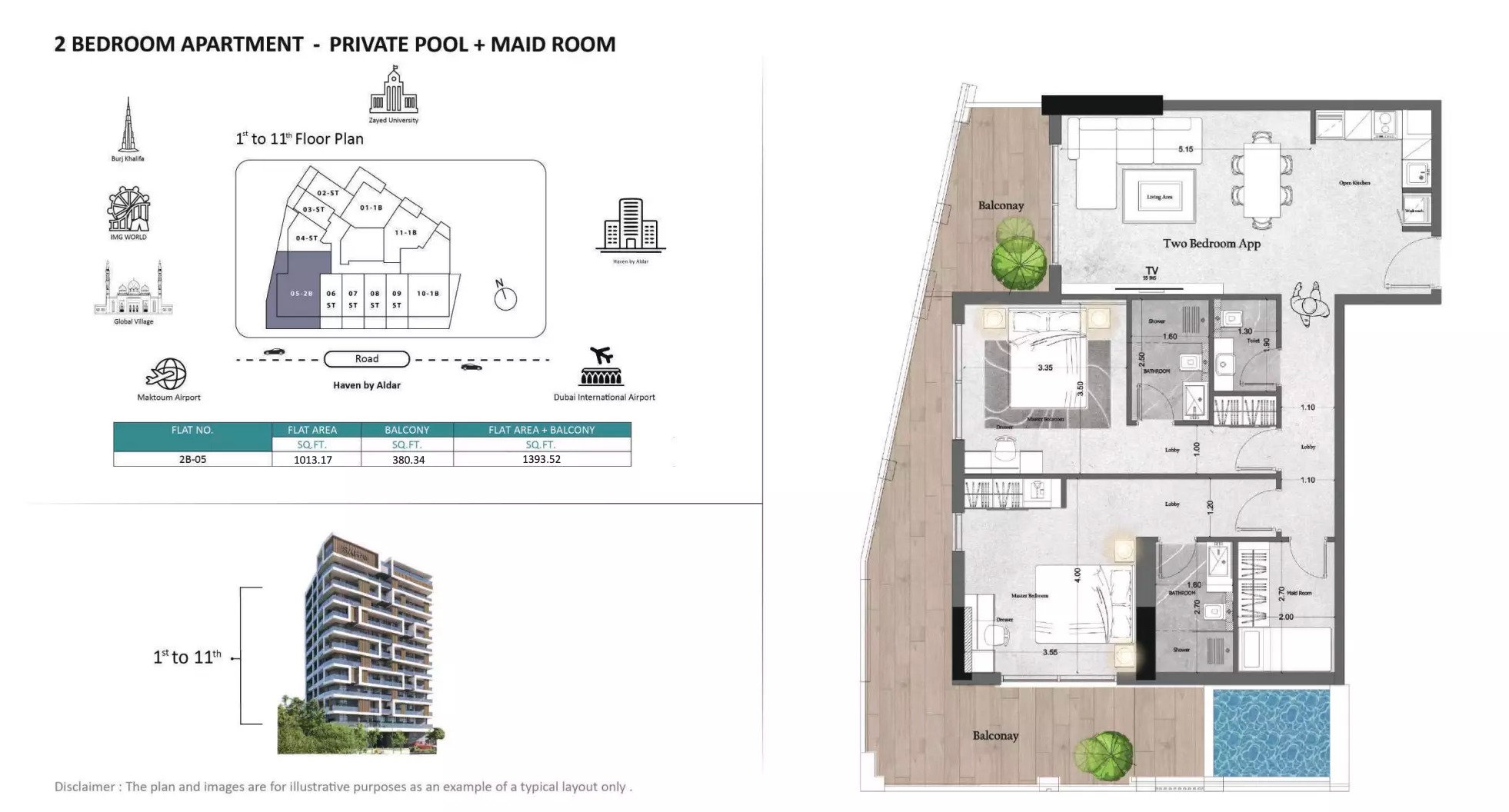 Unique Saray Prime Residence 2 Beds Layout
