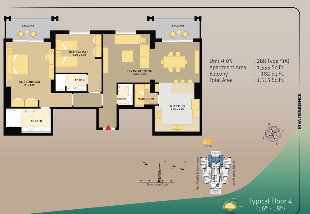 Vakson Riva Residence 2 Beds Layout