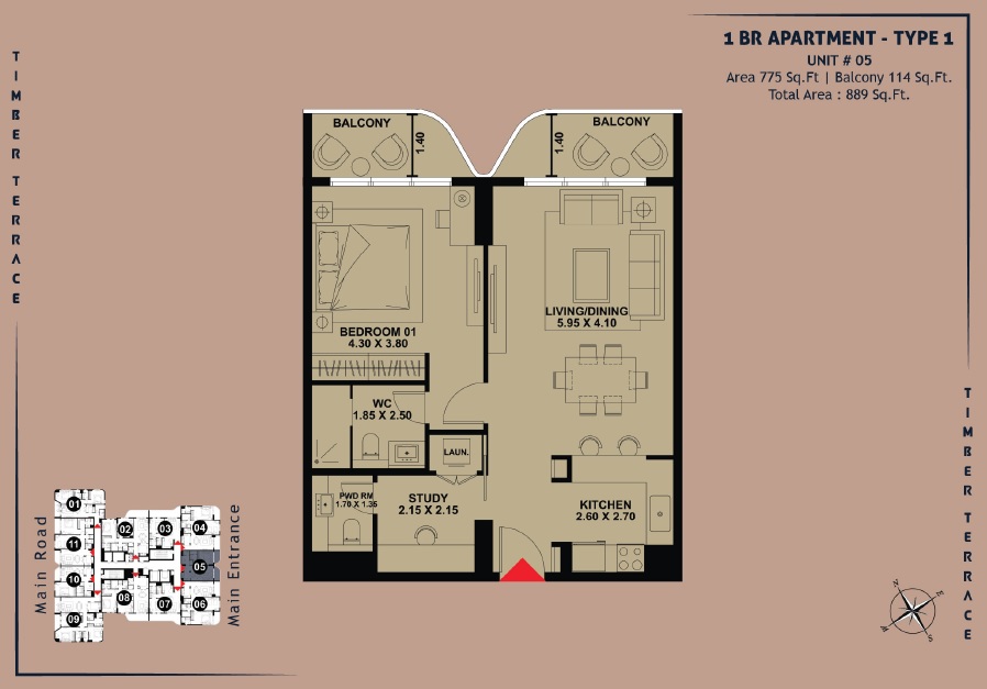 1 Bed 889 Sq. Ft. Apartment in Vakson Timber Terrace