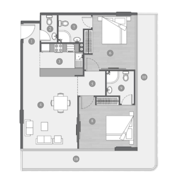 2 Beds 1206 Sq. Ft. Apartment in Valores Elevia Residences