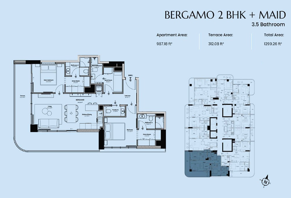 2 Beds 1299 Sq. Ft. Apartment in Vantage Livel Residenza