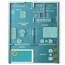 1 Bed 894 Sq. Ft. Apartment in Vincitore Aqua Dimore