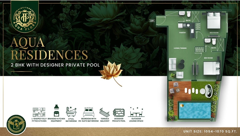 Vincitore Aqua Flora 2 Beds Layout