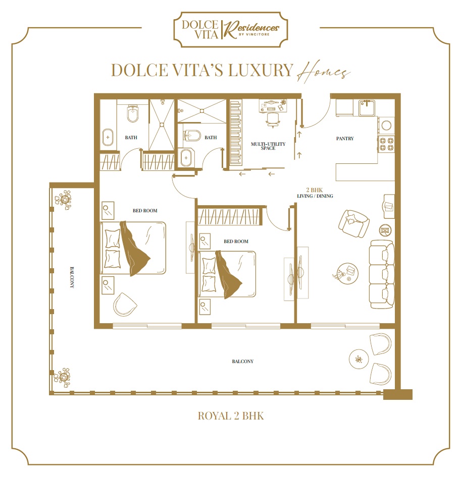2 Beds 928 Sq. Ft. Apartment in Vincitore Dolce Vita