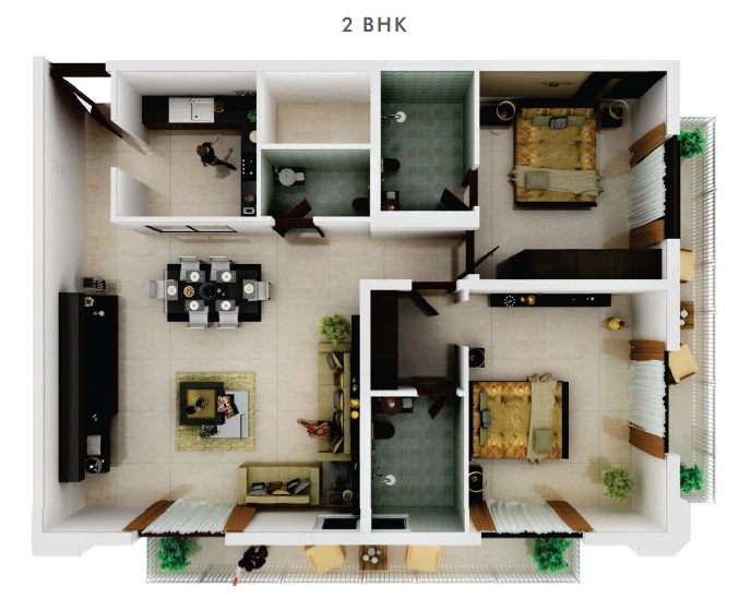 2 Beds 1301 Sq. Ft. Apartment in Vincitore Palacio