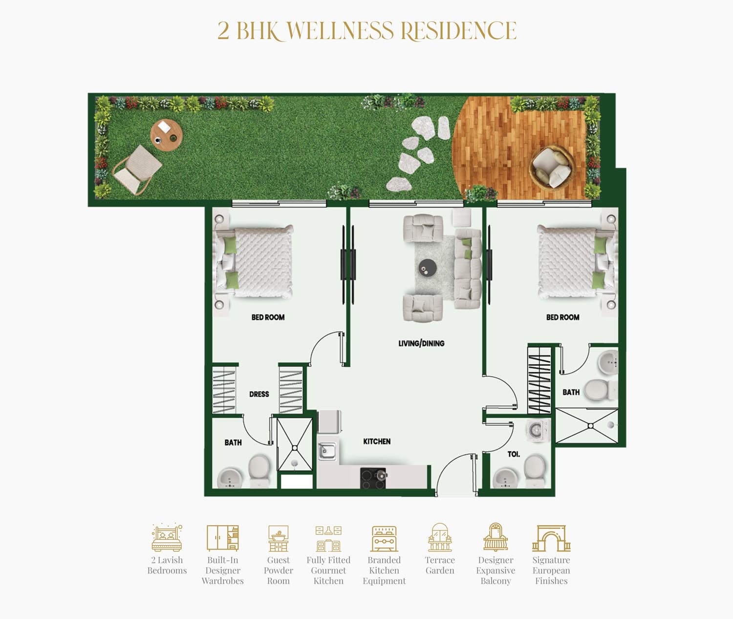 2 Beds 1057 Sq. Ft. Apartment in Vincitore Wellness Estate