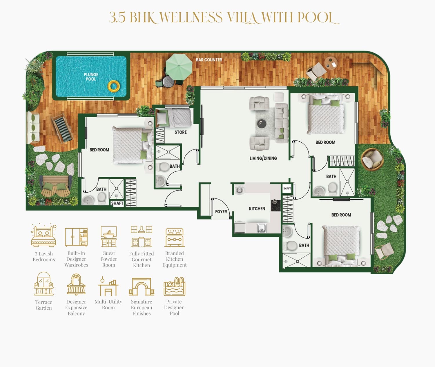3 Beds 2411 Sq. Ft. Apartment in Vincitore Wellness Estate