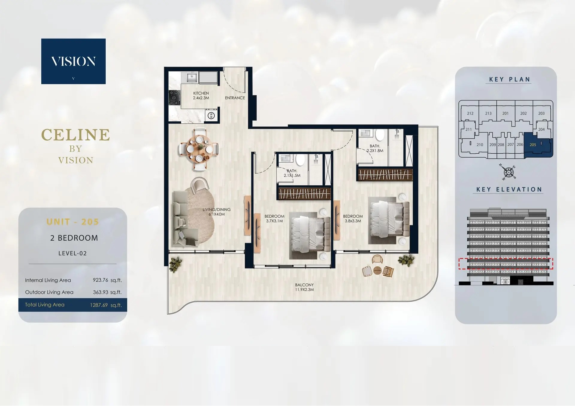 2 Beds 1288 Sq. Ft. Apartment in Vision Celine